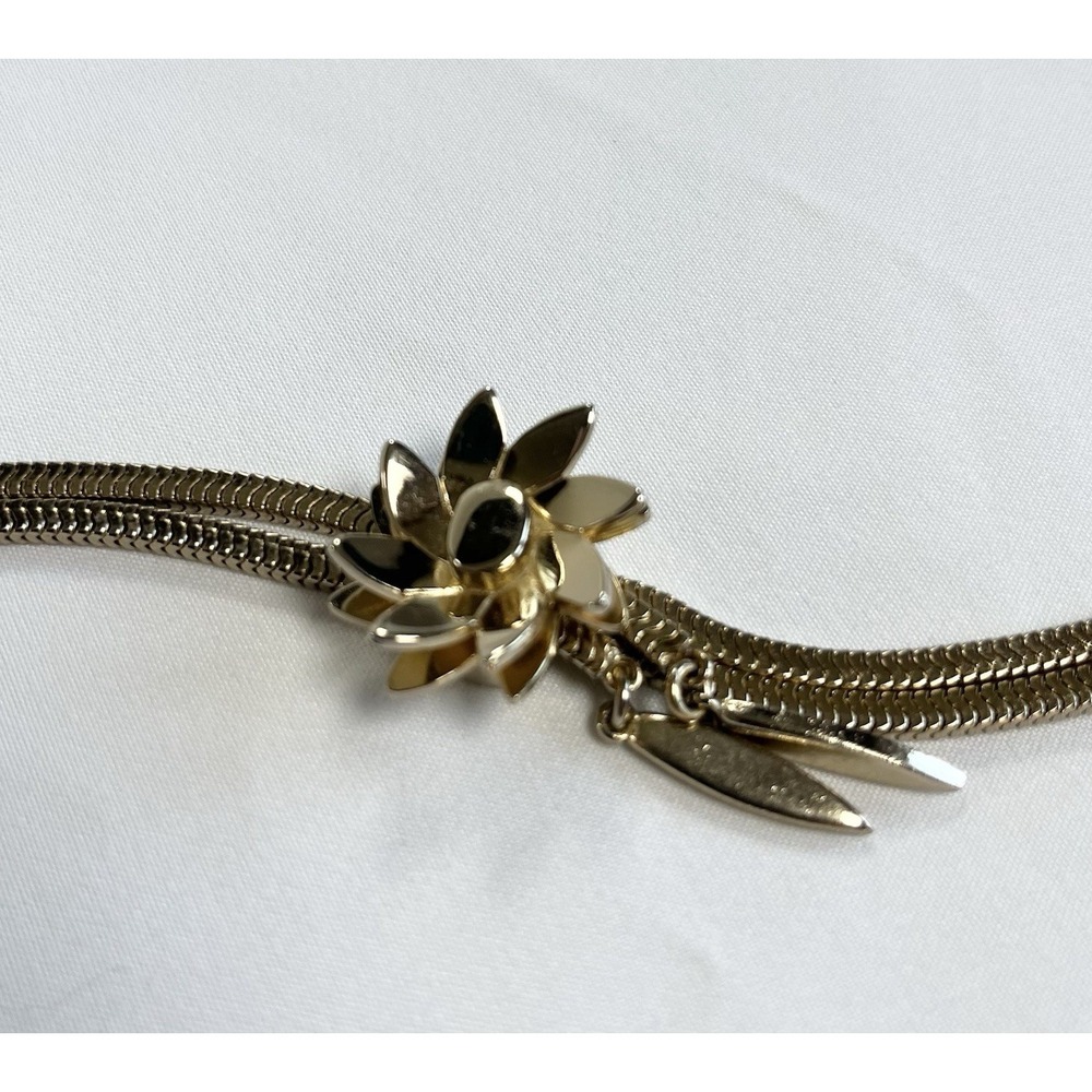 RARE Vintage Monet 1957 Camelia Runway Adjustable Flower Slider Fringe Bracelet